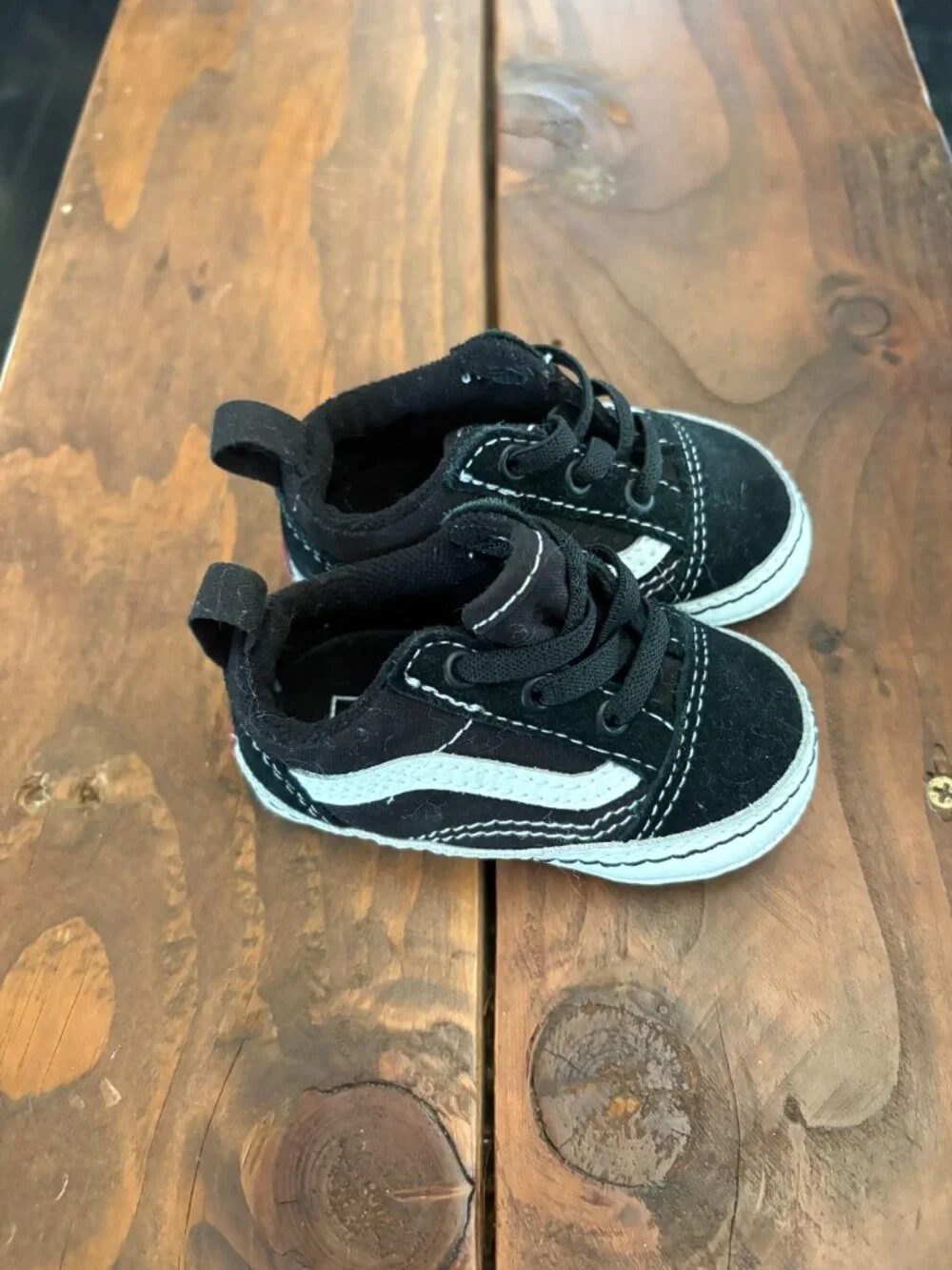 Vans Old Skool Crib Black White Baby Shoes Infant Size 3